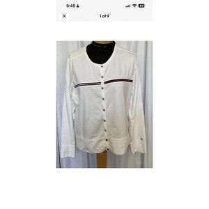 Tommy Hilfiger Jeans Women’s XL Button Front Shirt Small White 100% Cotton